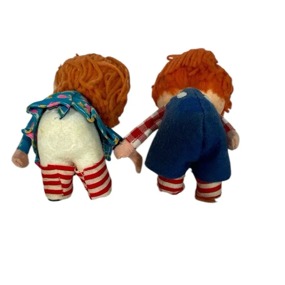 Vintage MCM Raggedy Ann Doll Big Head Christmas Flocked Ornaments